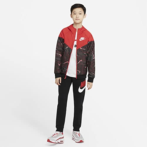 Nike Sportswear Windrunner Big Kids' (Boys') Jacket (Medium, Black/Black/University Red/Barely Vol