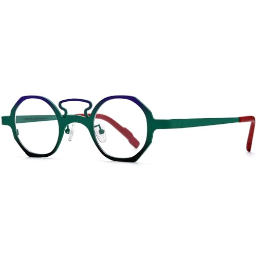 Image of FONEX Colorful Pure Titanium Glasses Frame Women Retro Round Eyeglasses