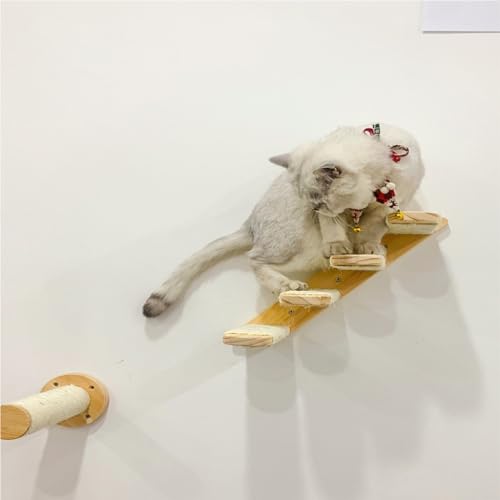 Arbre à chat mural en bois design avec plateforme de saut - 7