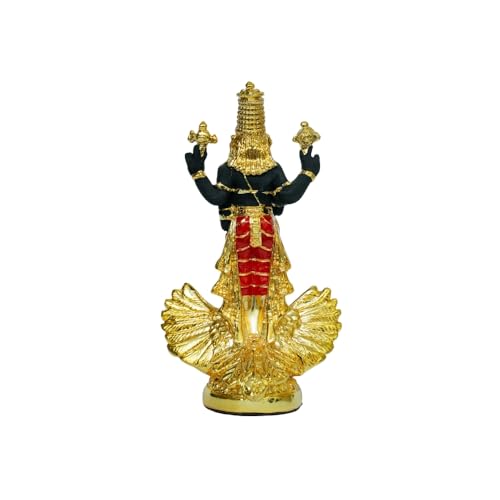 Image of Gold Plated Lord Balaji on Garuda Idol | Tirupati Venkateshwara Murti for Pooja, Home & Office | Spiritual Hindu Idol for Devotion & Blessings | Size: 7.5 x 6 x 12.5 cm