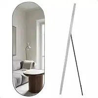Espelho Orgânico Pílula 150x50 Estilo Pinterest com Suporte de Chão (Gelo)