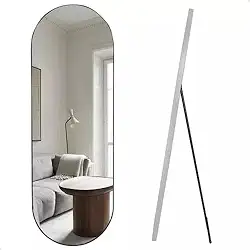 Espelho Orgânico Pílula 150x50 Estilo Pinterest com Suporte de Chão (Gelo)