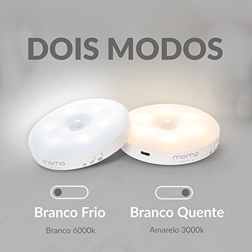 Luminária LED com Sensor de Presença, Luz Noturna, Luzinha Momo Lifestyle, Recarregável USB Sem Fio,