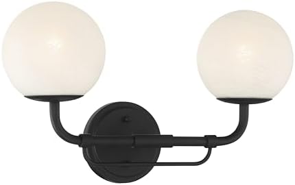 Minka Lavery 3792-899 Whitehall 2 Light 18" Wide Bathroom Vanity Light - Dark Matte Black with Etched Alabaster Glass