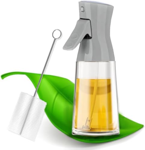 Leaflai 180ml Glass Olive Oil Sprayer, Oil Sprayer with Brush for Cooking - Thick Glass, Strong Spray Force, Kitchen Gadgets Accessories