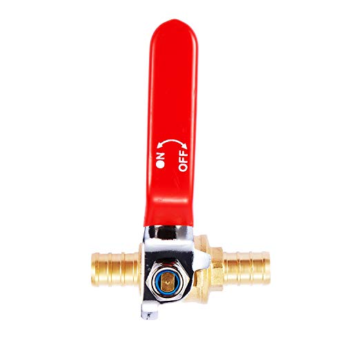 Litorange Lead-Free Brass 2 PCS Full Port 1/2" x 1/2 Inch PEX Ball Valve Water Shut Off Switch Fitting (Pack to 2), Lever Red Handle