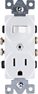 GE Wall Switch & Outlet Combo, Two-in-One Receptacle, 1 On/Off Toggle Power Switch