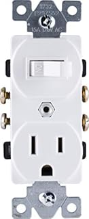 GE home electrical Wall Switch & Outlet Combo, Two-in-One Receptacle, 1 On/Off Toggle Power Switch, 1 Grounded AC Outlet Wall Plug, Single Pole, 3 Prong, 15 Amp, UL Listed, White, 59797