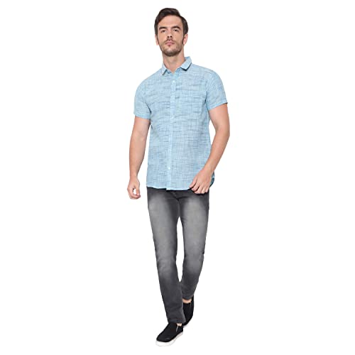 Image of LATEST CHIKAN Men's Cotton Blend Textured Half Sleeves Shirt