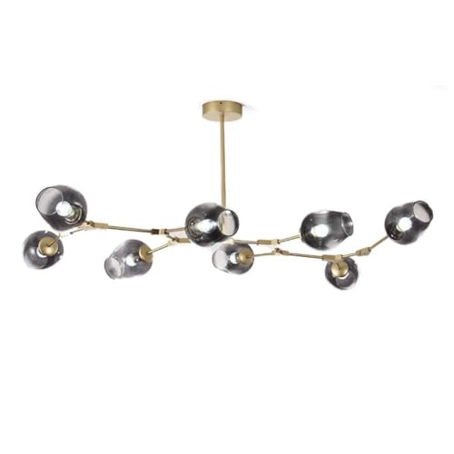 Suspension Spoutnik en verre marron à 6 lumières rétro réglable