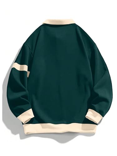 WDIRARA Men's Graphic Print Drop Shoulder Sweatshirts Collared Neck Long Sleeve Pullovers Sweatshirts2