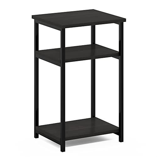 Image of Furinno Just 3-Tier Metal Frame End Table with Storage Shelves, 1-Pack, Espresso