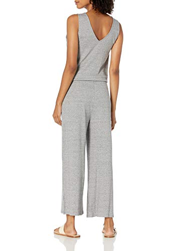 Daily Ritual Women's Pima Cotton And Modal Interlock Sleeveless Wide-Leg Jumpsuit, Grey Heather, Space Dye, Medium #TOP1