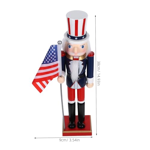 Casse-Noisette Bois Soldat de Noël 38cm avec Drapeau Américain - 3