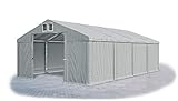 Das Company Lagerzelt 4x8m wasserdicht grau Zelt 560g/m² PVC Plane hochwertig Zelthalle Winter SD