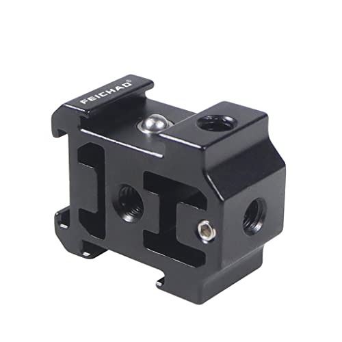 FEICHAO Adaptateur de fixation pour griffe de 6,35 mm vers 3 voies - Trou de vis anti-lâche pour appareil photo, flash, microphone, accessoires de photographie (version améliorée)