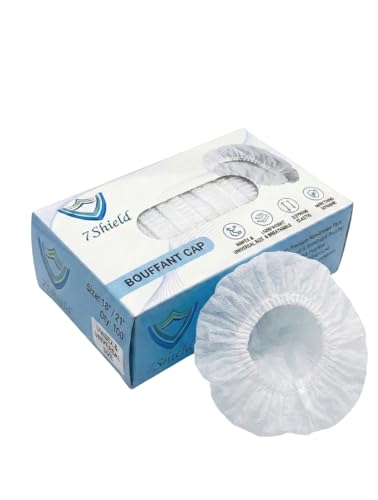 Image of Disposable Bouffant Caps for Women & Men | Non Woven Hair Net Cap | Elastic Head Cover for Hospital, Kitchen, Food Industry, Spa & Salon Use (White, PAck Of 100)