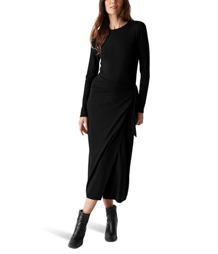 Michael Stars Women's Yessenia Faux Wrap Midi Dress, Black at