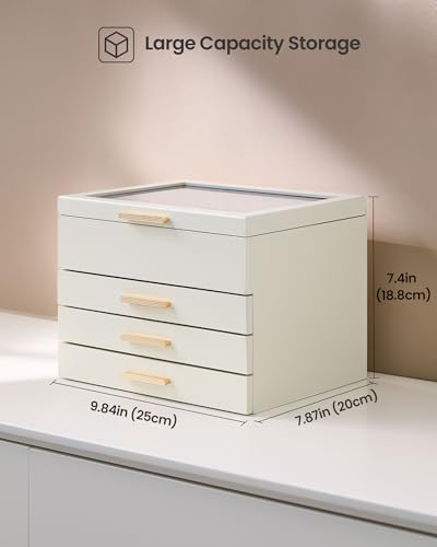 Joyero de madera Lolalet elegante caja de regalo beige para pulseras y anillos 8