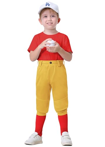 MIVEI 2T/3T/4T/5T/6T - Pantalones de béisbol para niños pequeños - Pantalones de béisbol para niños pequeños con trabilla para cinturón UPF50+, 12- amarillo, 3 años
