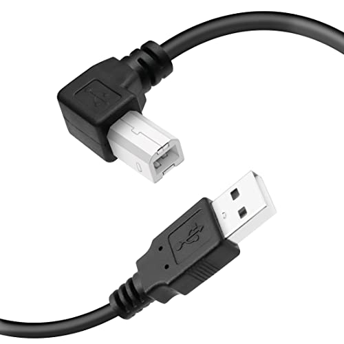 YACSEJAO USB Printer Cable 90 Degree USB 2.0 A Male to B Male Printer Scanner USB B Cable Cord with 480Mbps High Speed Printing