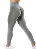 SENBAN Women's Seamless Scrunch Leggings Gym Workout Yoga Pants for Women Butt Lift Tights Light Gre