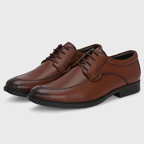 Image of Blue Leather by Centrino Genuine Leather Men's Loafer Shoes | Lightweight Lace-Up Derby Office Wear Oxford Shoe with Cushioned Insole for Meeting,Interview,Wedding, Party,College (4094)
