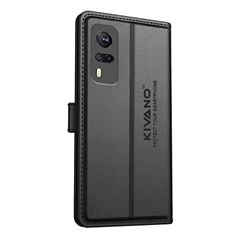 Image of KIVANO Compatible with Vivo Y51 (2020) / Vivo Y53s / Vivo Y31 / Vivo Y51A Flip Cover | Leather Finish | Inside Pockets & Inbuilt Stand | Shockproof Wallet Style Magnetic Closure Back Cover Case