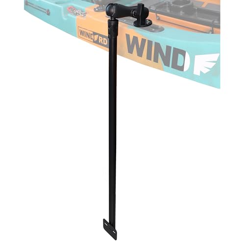 WINDFRD 31.5 Long Transducer Pole Mount for Kayak Transducer Pole with T-Bolt Track Ball Base and Double Socket Arm Adjustable Transducer Arm for Boat Compatible with Garmin Lowrance