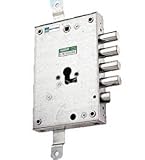 Cerradura triple con medio giro para cilindro. Medio giro Diámetro 20 azionato de cilindro y asa Ø 8, entatata cilindro y asa 63 mm., 2 llave, Corsa pestillo 29 mm., cerrojos redondos Ø 18. (barras 20 mm. No suministrado)