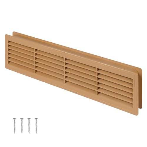 Image of Awenta 18 inch x 5 inch Inch Two Sided Oak Color Door Air Vent cover - Door Vents for Interior Doors - Universal Furniture Ventilation Guard- Register for Bathroom, Bedroom, Garage, Kitchen, Furniture