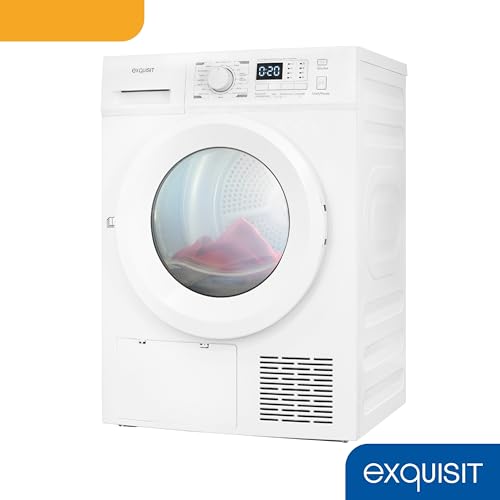 Exquisit Wärmepumpentrockner, 7kg Fassungsvermögen, vollelektronisch, 16 Programme, Knitterschutz, TWP701-030E weiß