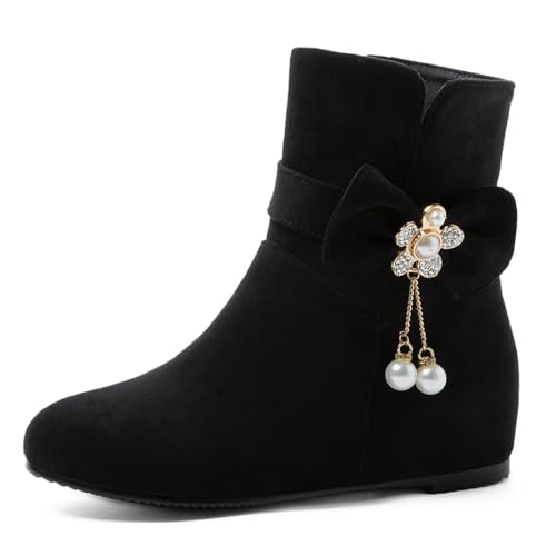 Bottines femme talon compensé Asterisco noir en taille 37 avec fermeture éclair et bout rond
