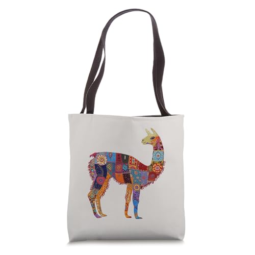 Bolsa Tote Colorida con Diseño de Alpaca Peruana miniatura 1