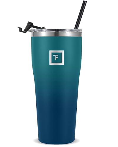 IRON °FLASK 断熱ローバータンブラー 蓋&ストロー付き - 32オンス 漏れ防止 & ステンレススチールボトル ホット&コールドドリンク用 - コーヒートラベルマグ ウォーターメタル 水筒 保温カップ（Amazon）