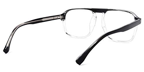 Image of Zeelool Retro TR90 Oversized Aviator Blue Light Blocking Glasses Computer Gaming Eyewear for Women Men Willow TT217878-05 Black /Crystal