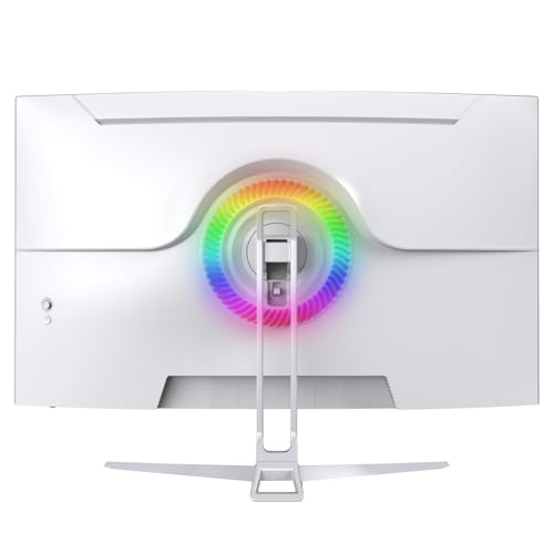 CRUA ゲーミングモニター 32インチ 4K UHD 3840x2160 曲面モニター 1500R 240Hz VAパネル 1ms応答速度 AMD FreeSync対応 sRGB 120% スピーカー内蔵 HDMI 2.1 / DP 1.4 壁掛け VESA 75mm ホワイト 白 リモートワーク ゲーム 配信 クリエイター向け