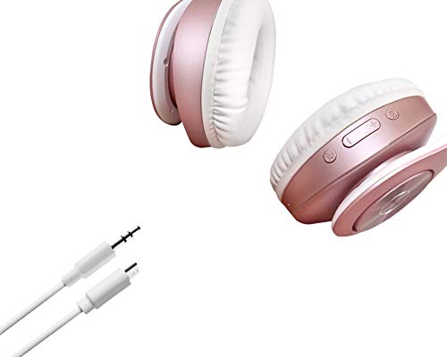 Tuinyo Bluetooth Headphones Wireless, Over Ear Stereo Wireless Headset 40H Playtime With Deep Bass, Soft Memory-Protein Earmuffs, Built-In Mic Wired Mode Pc/Cell Phones/Tv- Rose Gold #TOP4