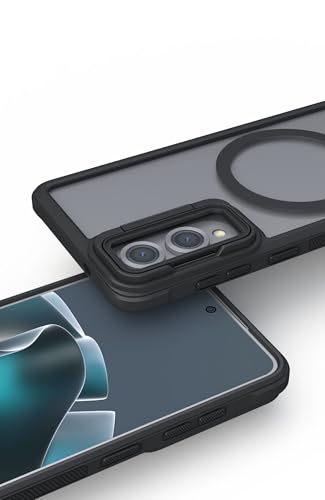 Image of Pirum Back Cover for Samsung Galaxy S26 Edge Magnetic Wireless Charging with Lens Cover Kickstand - Black