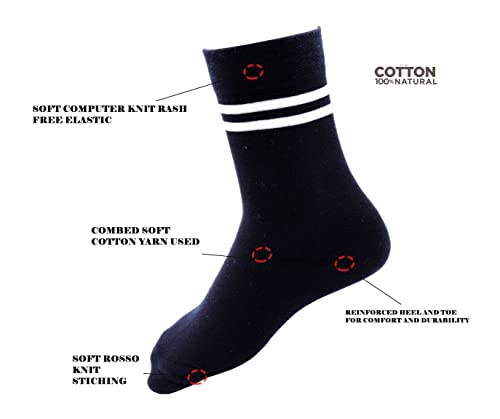 Image of RC. ROYAL CLASS Boys & Girls Striped Organic Cotton Calf Length School Socks for Kids, Anti Odour Soft and Breathable Uniform Socks (Pack of 4 Pairs)