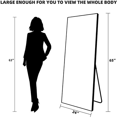 Laiya Led Full Length Mirror With Lights Floor Mirrors With Stand Wall Mirror Aluminum Full Body Dressing Bedroom,Living Room,Dressing Room Hotel Mirror Big Size Safe With Touch Button 65”X24” Black #TOP1