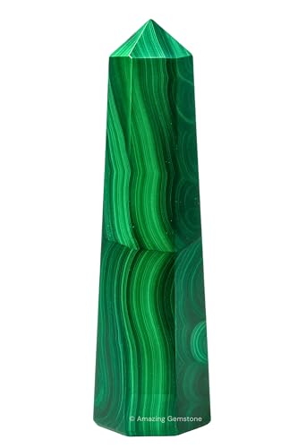 Image of Amazing Gemstone Malachite Crystal Towers ~ Natural Healing Crystal Point Obelisk for Reiki Healing and Crystal Grid (3 inch to 4 inch INCH)