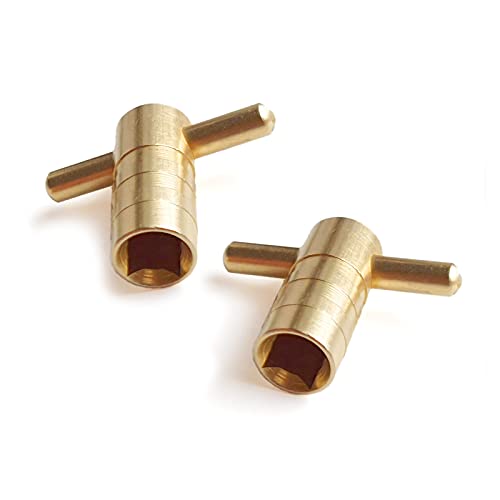 QUERGO Solid Brass Radiator Keys - Radiator Bleeding Key - Radiator Valve Key - Venting Air Valve - Radiator Key Bleed Key UK - (Pack of 2) - Gold