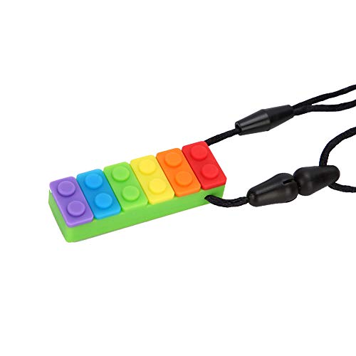 Tbest Collar Mordedor de Silicona Colgante para Masticar para Bebés Adultos Alta Temperatura Naranja Paquete de 5 (Mordedor de bloques de construcción arcoíris #12)