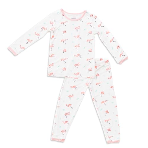 Toddler Pajamas - Soft Breathable Long-Sleeve Pajama Set for Kids 95% Viscose derived from Bamboo 5% Spandex Imported Flamingo