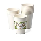 BIOZOYG Bio Pappbecher I Einweggeschirr Trinkbecher Papierbecher kompostierbare und biologisch abbaubare Becher I weiße, unbedruckte, umweltfreundliche Kaffeebecher 50 Stück 300ml 12oz