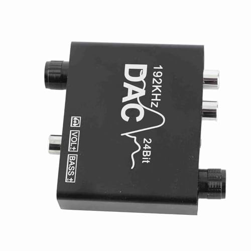 Convertidor Digital a Analógico de 192 KHz con Volumen Ajustable de Aluminio Negro