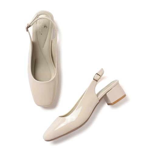 Image of Marc Loire Women Square Toe Solid Block Heel Pumps for Office, Party and Formal Wear