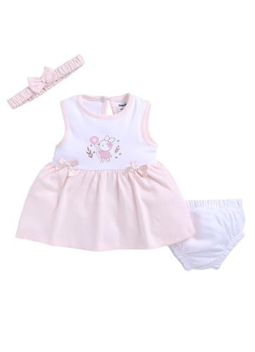 Image of Smart Baby Cotton Frock Set for Baby Girl - Stylish Soft Dress | Bunny with Balloon Applique | Pack of 1