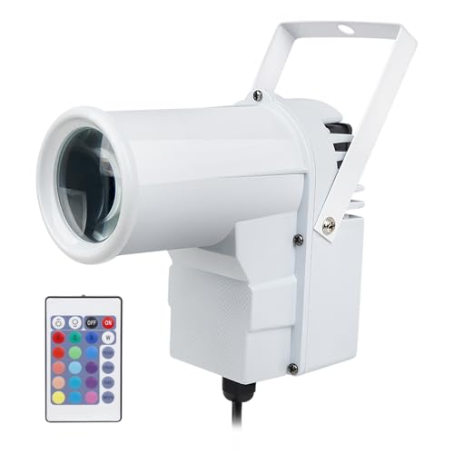Mad Owl Disco Ball Spotlight,Mini Led RGB Mirror Ball Pin Light, Small Spot Light for Dart Board Party Plays, Remote Control Compatible(White)
